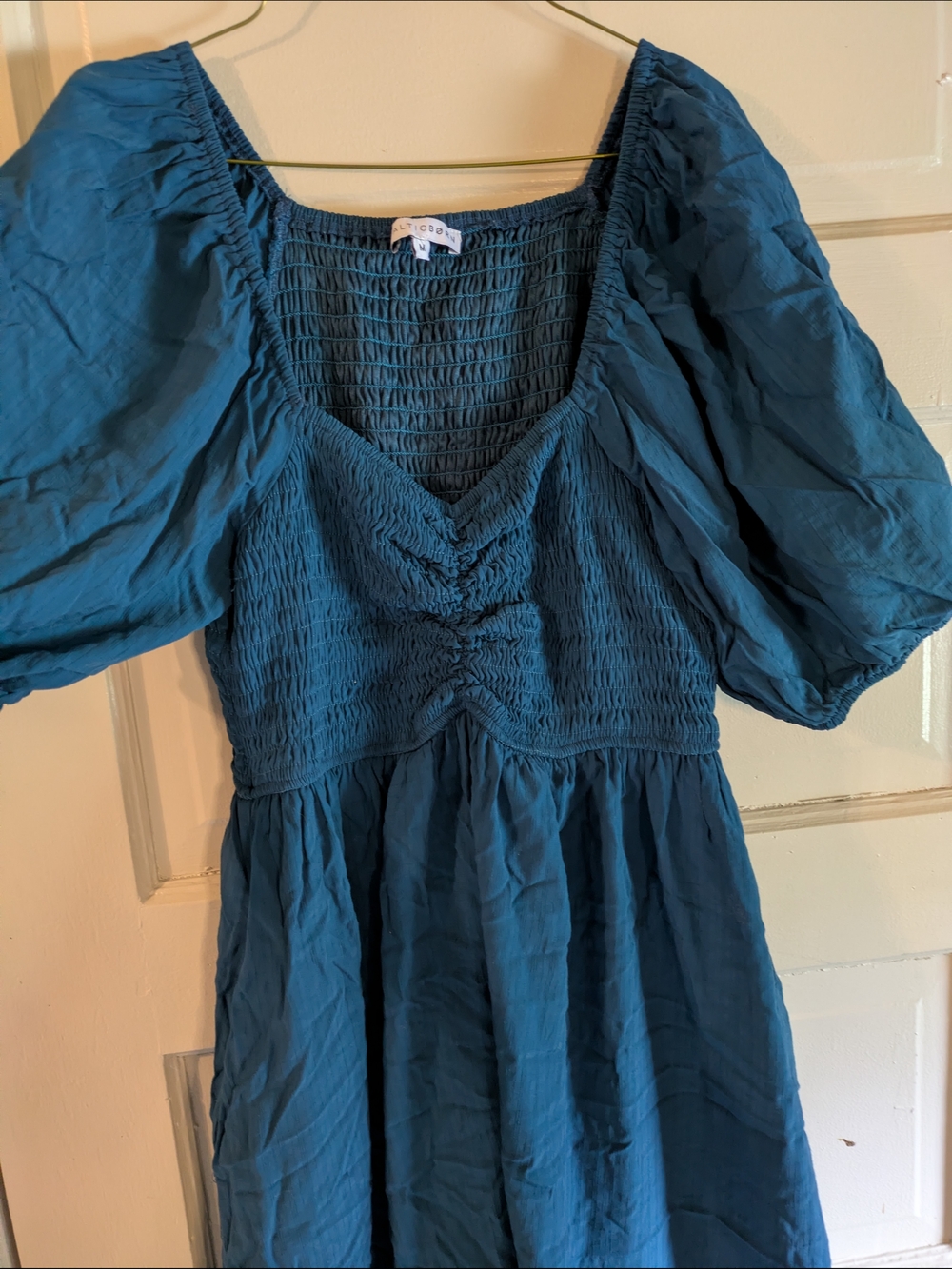 Baltic Born Teal Smocked Puff Sleeve Maxi Dress